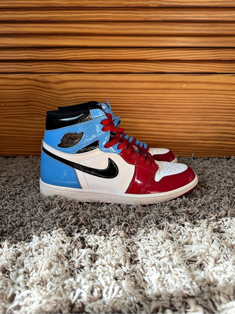 Nike Air Jordan 1 High-Top Sneakers in Red & Blue